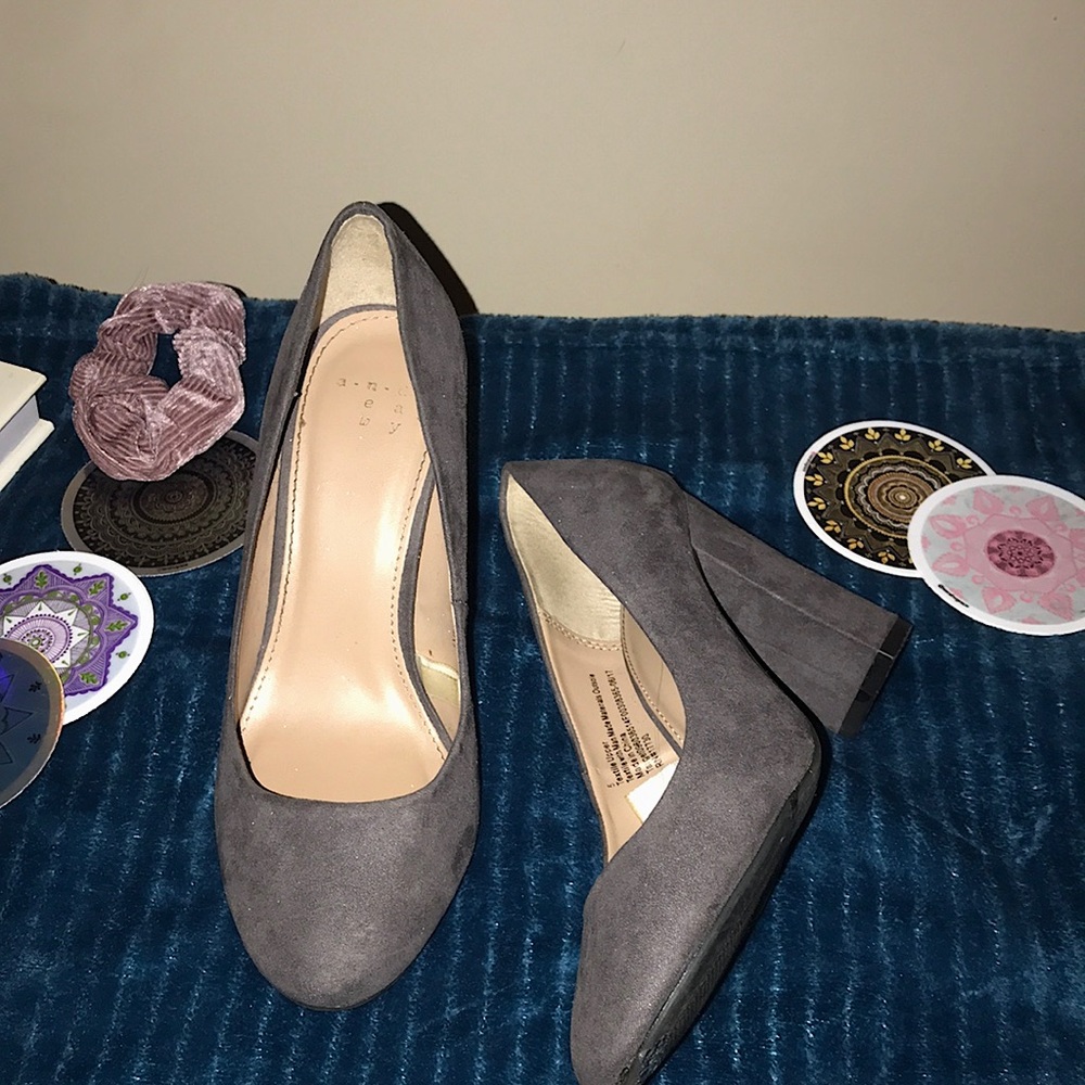 Grey suede heels